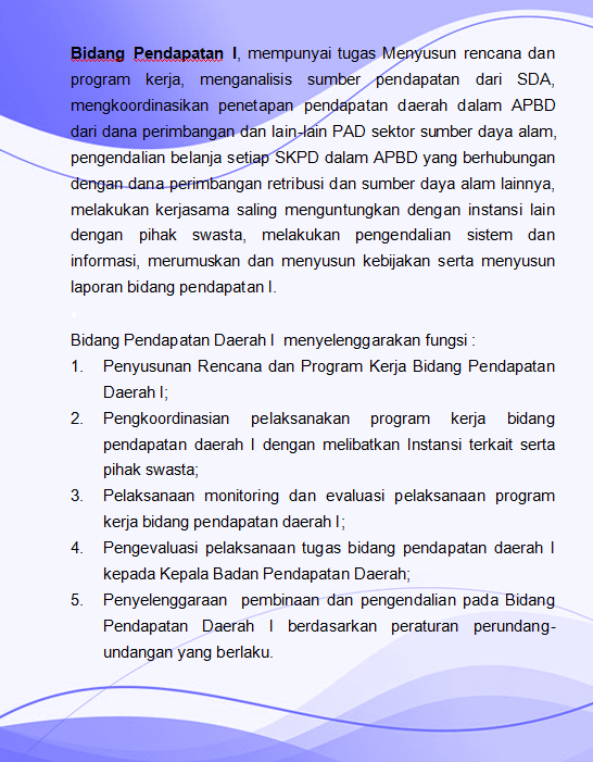 TUGAS DAN FUNGSI BIDANG PENDATAAN I